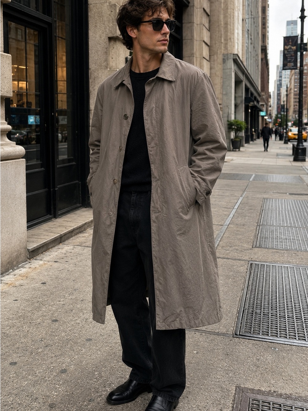 Strellson Cadillac 54 Men’s Taupe Long Trench Coat Overcoat Size 54 XL